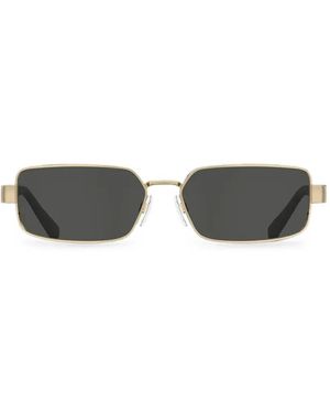 Love Moschino Logo-Plaque Rectangle-Frame Sunglasses - Metallic