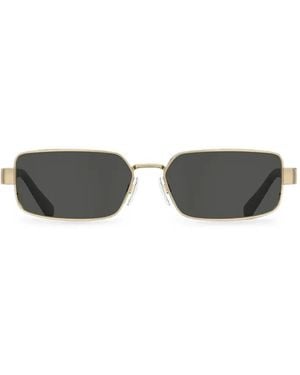 Love Moschino Logo-Plaque Rectangle-Frame Sunglasses - Metallic