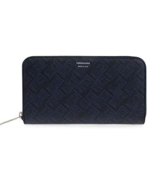 Ferragamo Monogram Leather Wallet - Blue