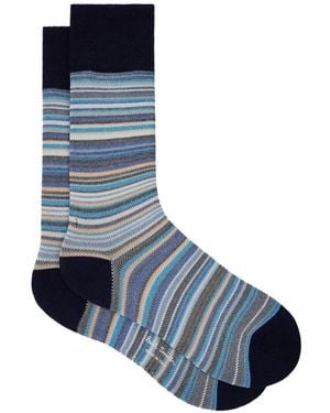 Paul Smith Calcetines Signature Stripe De Punto Fino - Azul