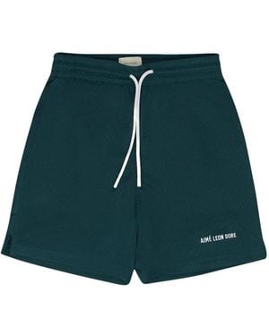 Aimé Leon Dore Logo-Print Mesh-Texture Shorts - Green