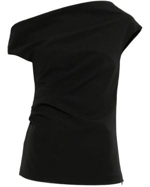 P.A.R.O.S.H. One-Shoulder Blouse - Black