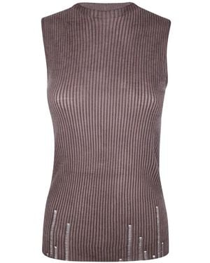 Uma Wang Ribbed Sleeveless Top - Brown