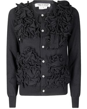 Comme des Garçons Cárdigan con detalle de volantes - Negro