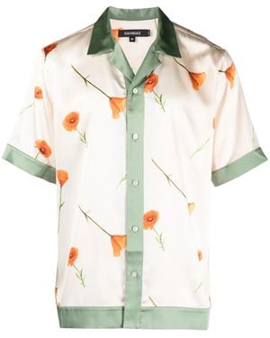 NAHMIAS プリント ストレッチシルク シャツ - ホワイト