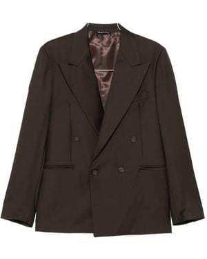 época Peak-Lapel Double-Breasted Suit - Brown