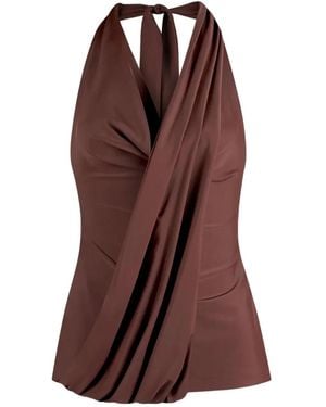 Manière De Voir Draped Halterneck Top - Brown