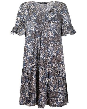 Weekend by Maxmara Floral-Print Tiered Cotton Midi Dress - Gray