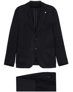 Luigi Bianchi Single-Breasted Notch-Lapel Suit - Black