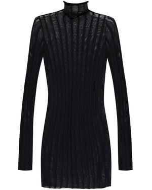 The Attico Semi-Sheer Roll-Neck Dress - Black