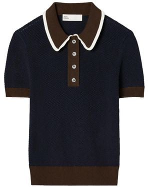 Tory Burch Knitted Polo Shirt - Blue