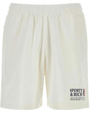 Sporty & Rich Logo-Print Elasticated Shorts - White