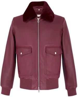 Fursac Shearling-Collar Leather Jacket - Purple