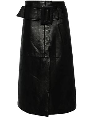 Remain Bonded Leather Midi Skirt - Black