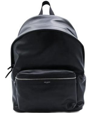Saint Laurent City Matte Leather Backpack - Black