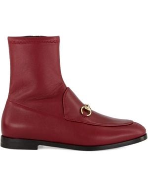 Gucci Jordaam Horsebit Leather Boots - Red
