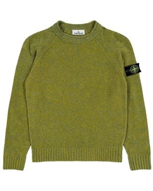 Stone Island Mouliné Cotton Chenille Loose-Fit Crewneck Jumper With Raglan Sleeves - Green