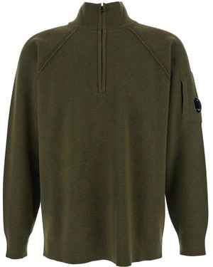 C.P. Company Half-Zip Lens-Plaque Jumper - Green
