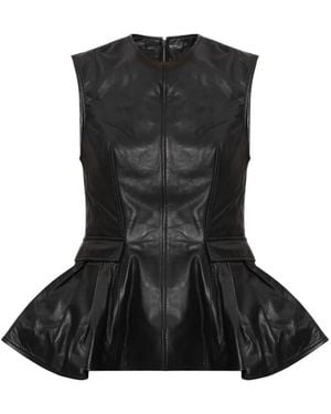 ROTATE BIRGER CHRISTENSEN Top De Piel Con Peplum - Negro
