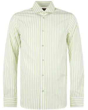 Moorer Sorrentown Striped Long-Sleeve Shirt - White