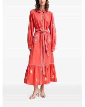 Never Fully Dressed Embroidered Belted Midi Dress