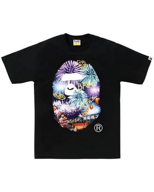 A Bathing Ape Firework Ape Head T-Shirt - Black