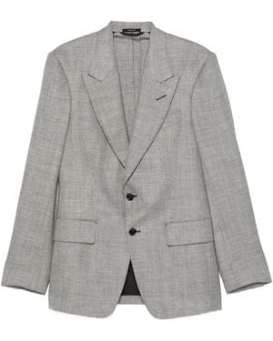 Tom Ford Herringbone-Pattern Peak-Lapels Blazer - Grey