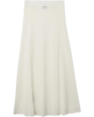 Ganni Pointelle-Knit Maxi Skirt - White
