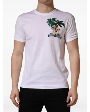 Dolce & Gabbana Palm-Embroidered T-Shirt - White