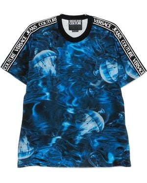 Versace Jeans Couture Logo-Tape Graphic T-Shirt - Blue