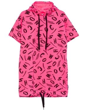 Moschino Logo-Print Hooded Mini Dress - Pink