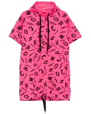Moschino Logo-Print Hooded Mini Dress - Pink