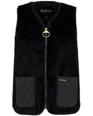 Barbour Karin Faux-Fur Quilted-Pocket Gilet - Black
