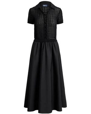 Polo Ralph Lauren Knit-Bodice Cotton Dress - Black