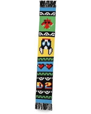 DSquared² Gaming Logo-Jacquard Fringed Scarf - Blue