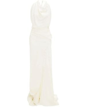 Victoria Beckham Maxi-Jurk Met Hoge Hals - Wit