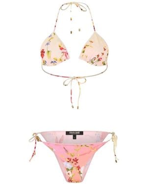 Roberto Cavalli Floral Print Bikini - White
