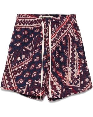 Kartik Research Patchwork-Design Shorts - Red