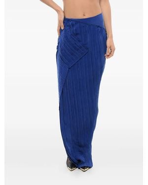 Balmain Pleated Asymmetric Maxi Skirt - Blue
