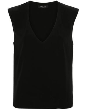 Styland Sleeveless Crepe Blouse - Black
