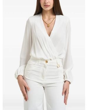 Elisabetta Franchi V-Neck Wrap-Style Blouse - White