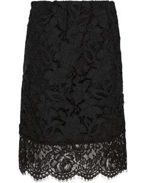 N°21 Bleistiftrock Aus Floraler Spitze - Schwarz