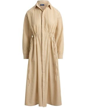 Polo Ralph Lauren Collared Striped Shirt Dress - Natural