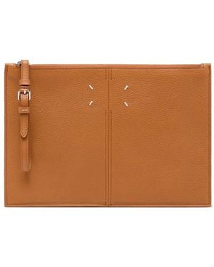 Maison Margiela Pouch 2 Buckle Detail Large Clutch Bag - Brown
