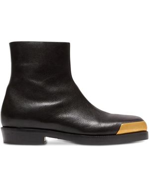 Balmain Leather Square Toe Boots - Black