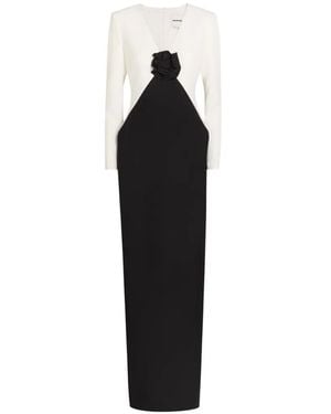 Roland Mouret Floral Appliqué V-Neck Dress - Black
