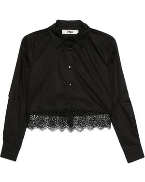Pink Lace panel shirt - Negro
