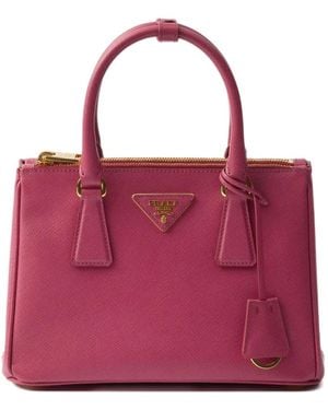 Prada Small Galleria Saffiano Leather Tote Bag - Purple