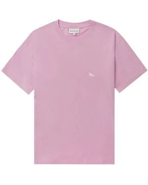 Maison Kitsuné Logo-Appliqué T-Shirt - Pink