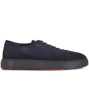 Santoni Suede Lace-Up Trainers - Blue